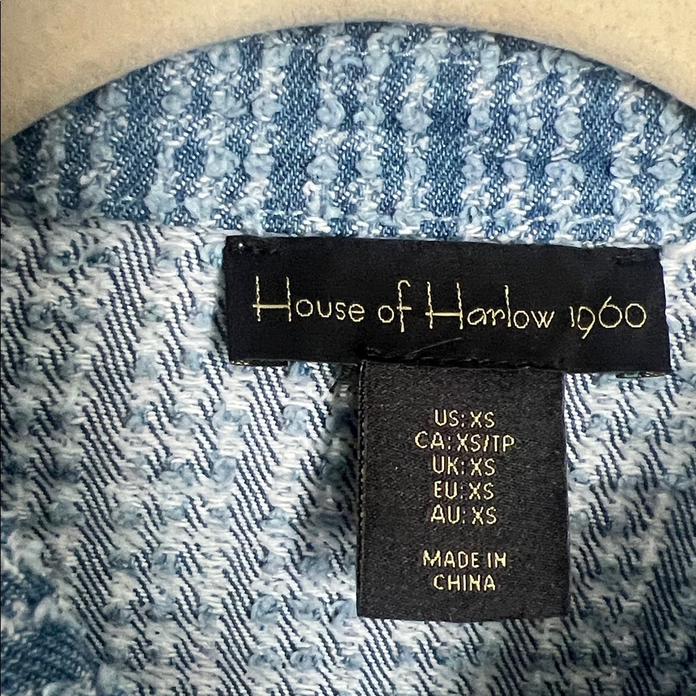 House of Harlow 1960 Blue Textured Shirt - Picture 2 of 4